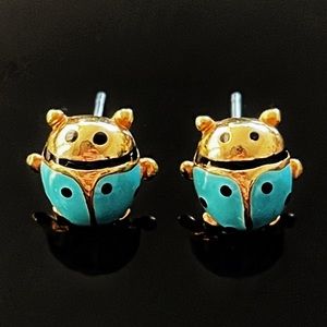 ✨Tiffany Blue Signed VTG Ladybug Stud Earrings